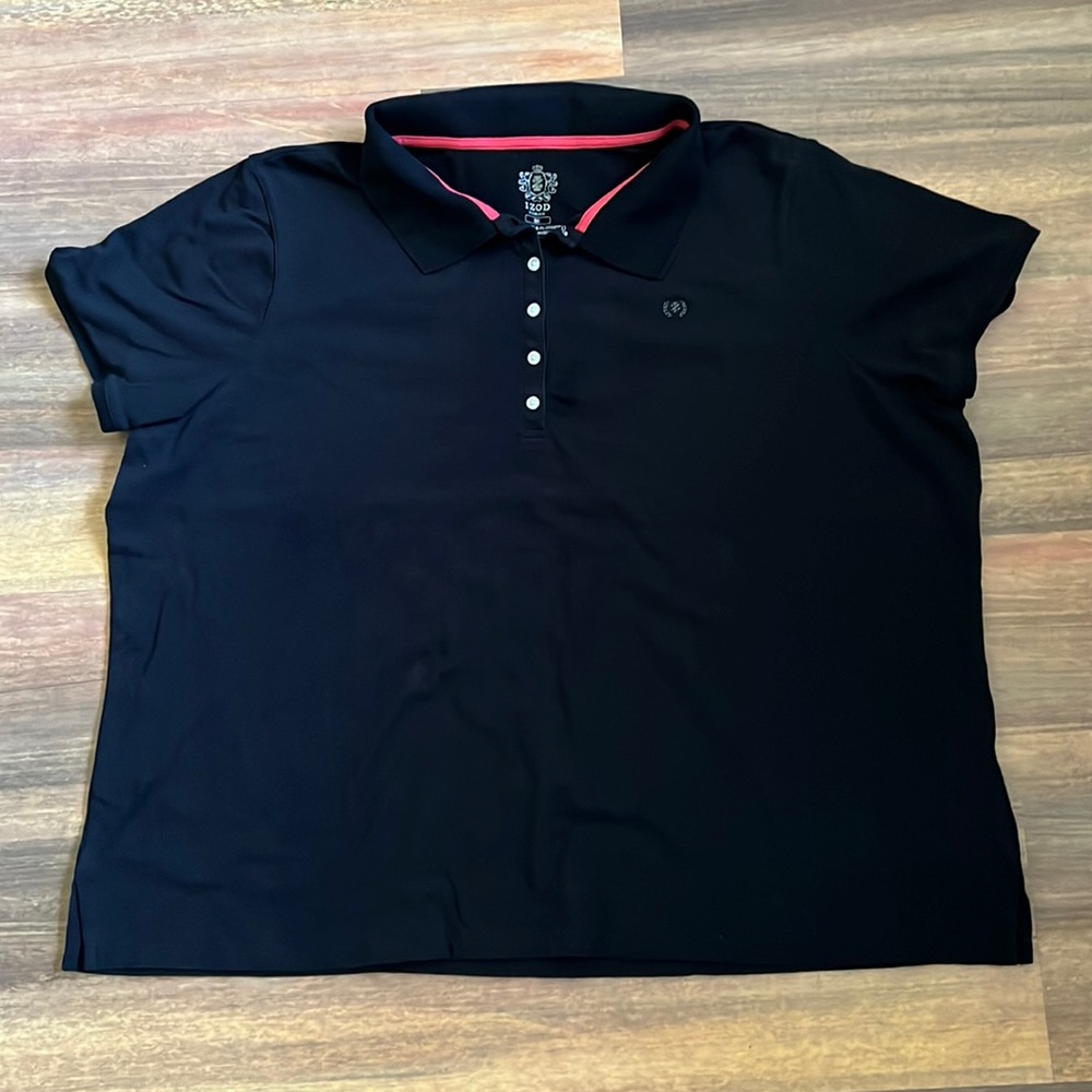 Izod Black Button-Down Short-Sleeve Shirt (Size 3x)